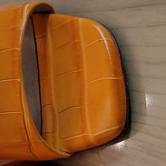 Orange Wedge Shoes with Crocodile Texture